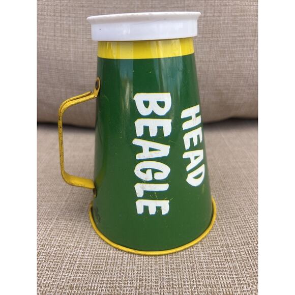 1970 PEANUTS SNOOPY HEAD BEAGLE TIN LITHO GREEN MEGAPHONE CHEIN CHARLIE BROWN - Picture 4 of 8